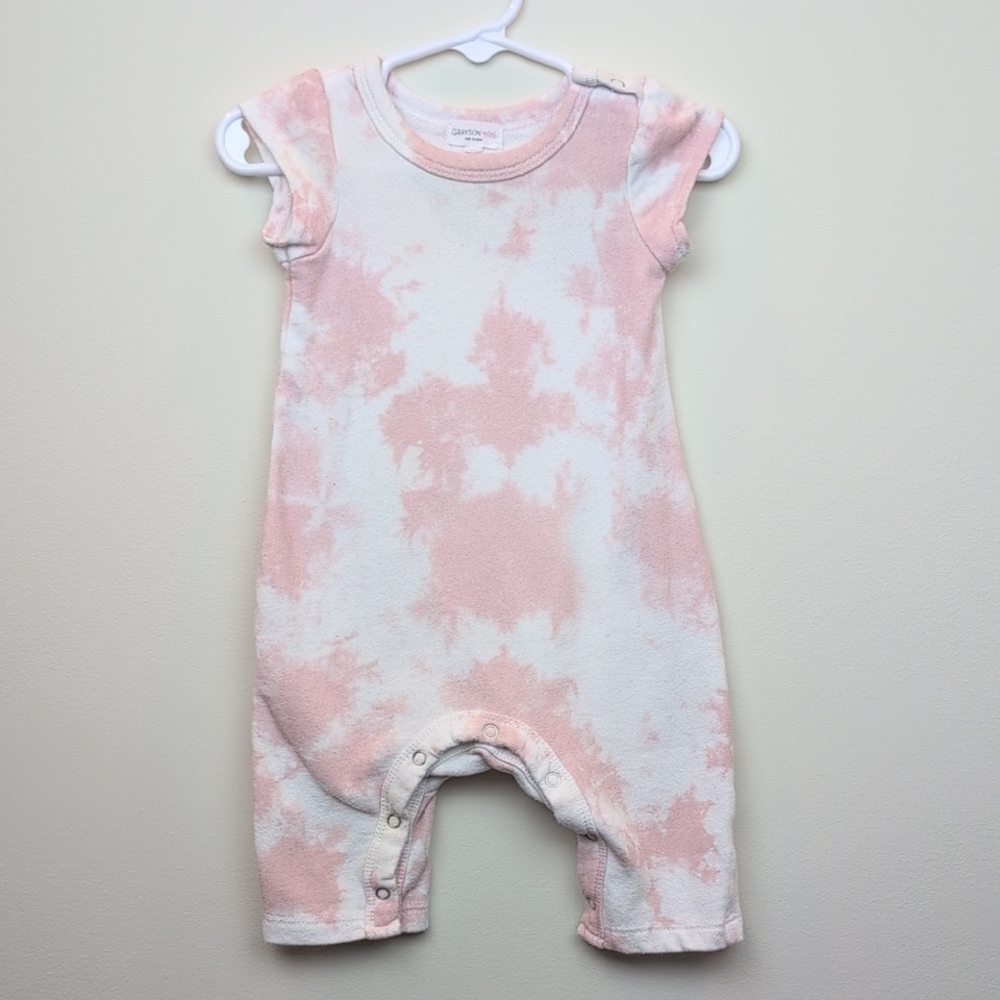 Grayson Mini Pink and White Tie-Dye Baby Romper 0-3M